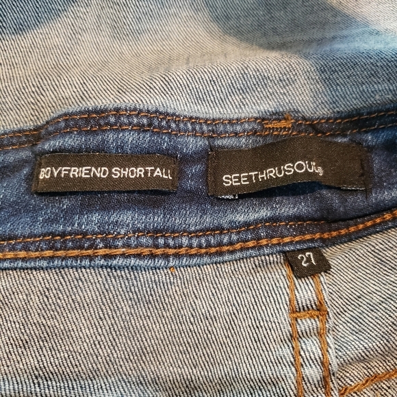 See Thru Soul, Short Denim Overalls, Size 27 Boyfriend Shortall - Picture 6 of 10